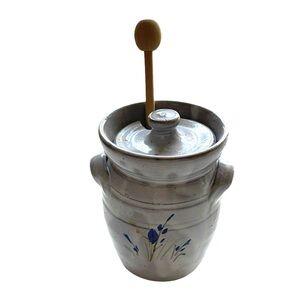 Rare and unique Owen’s Pottery Handmade ceramic honey pot with floral design